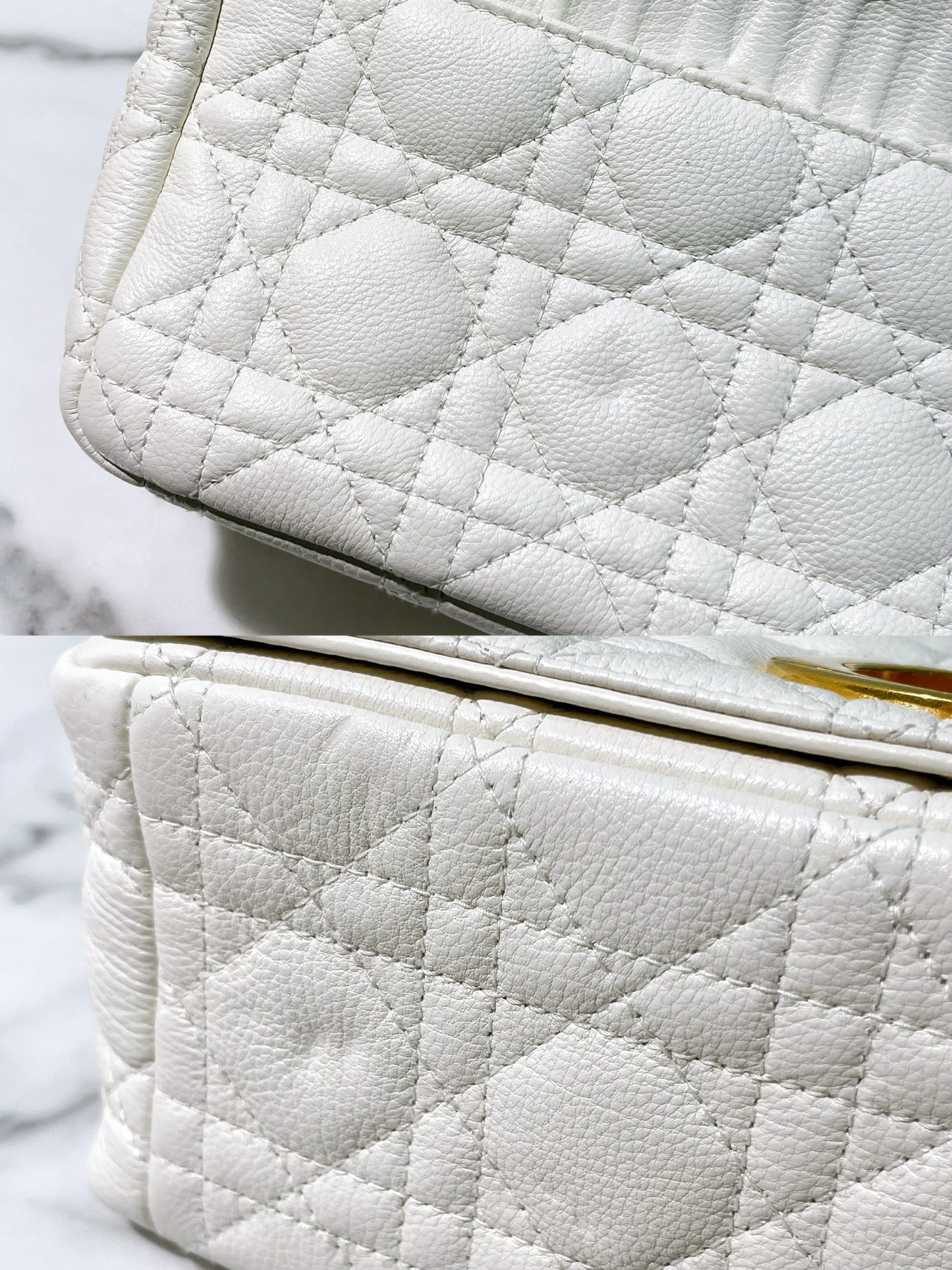 DIOR MEDIUM DIOR CARO BAG, White/Gold