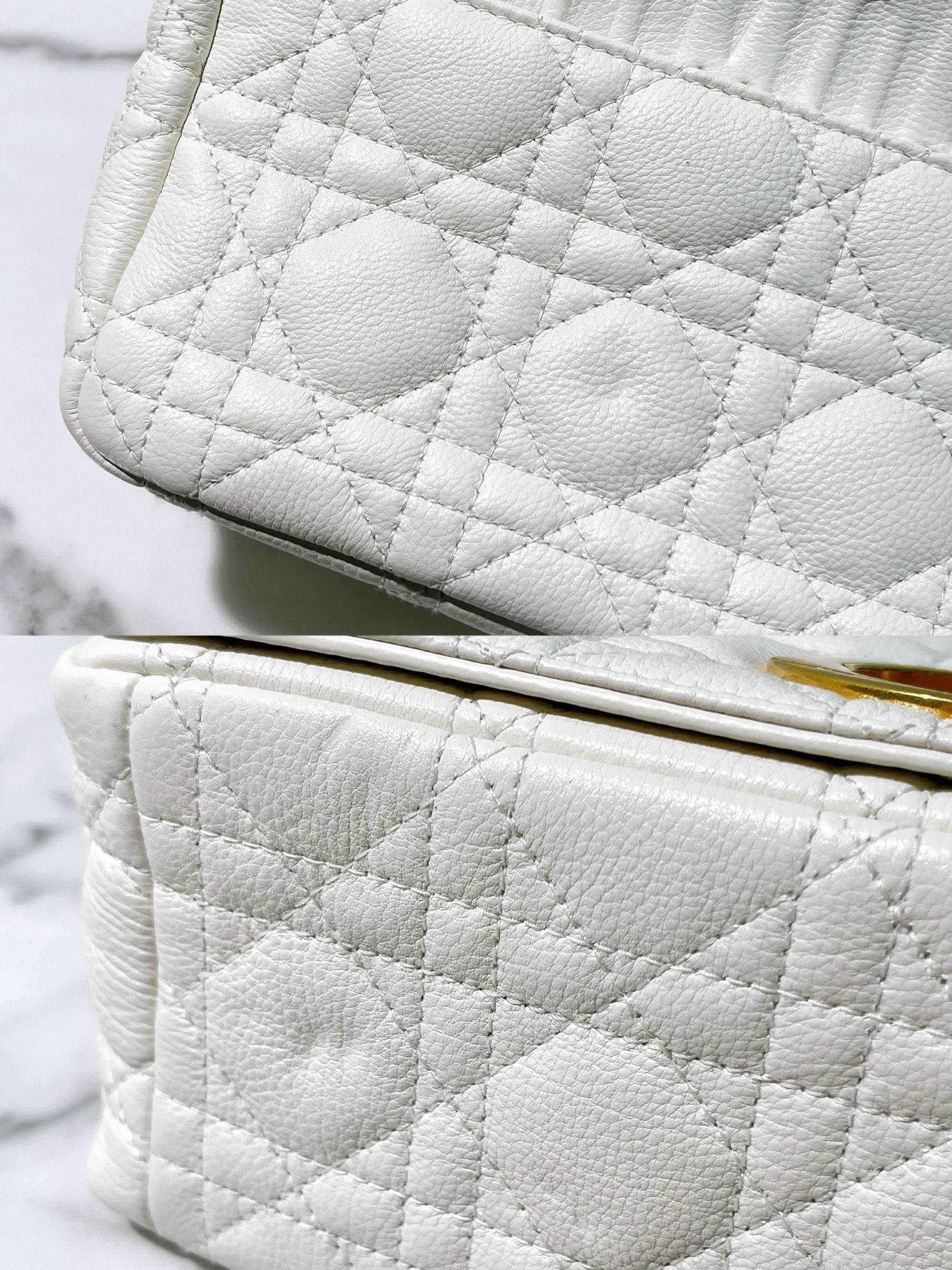 DIOR MEDIUM DIOR CARO BAG, White/Gold