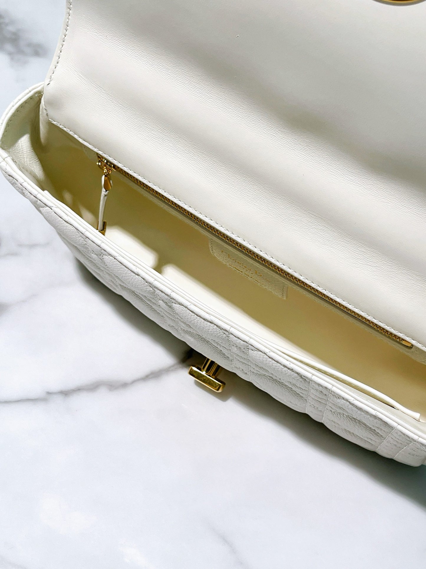 DIOR MEDIUM DIOR CARO BAG, White/Gold