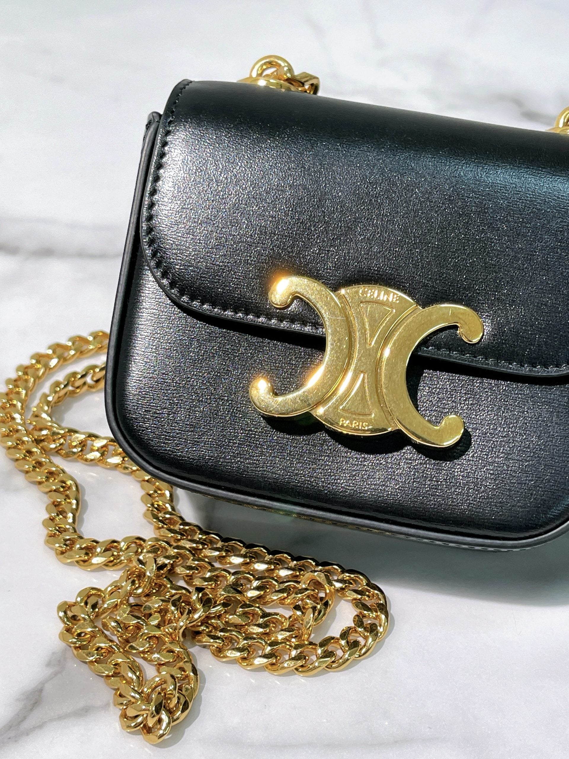 CELINE MINI CHAIN CLAUDE, Black/Gold