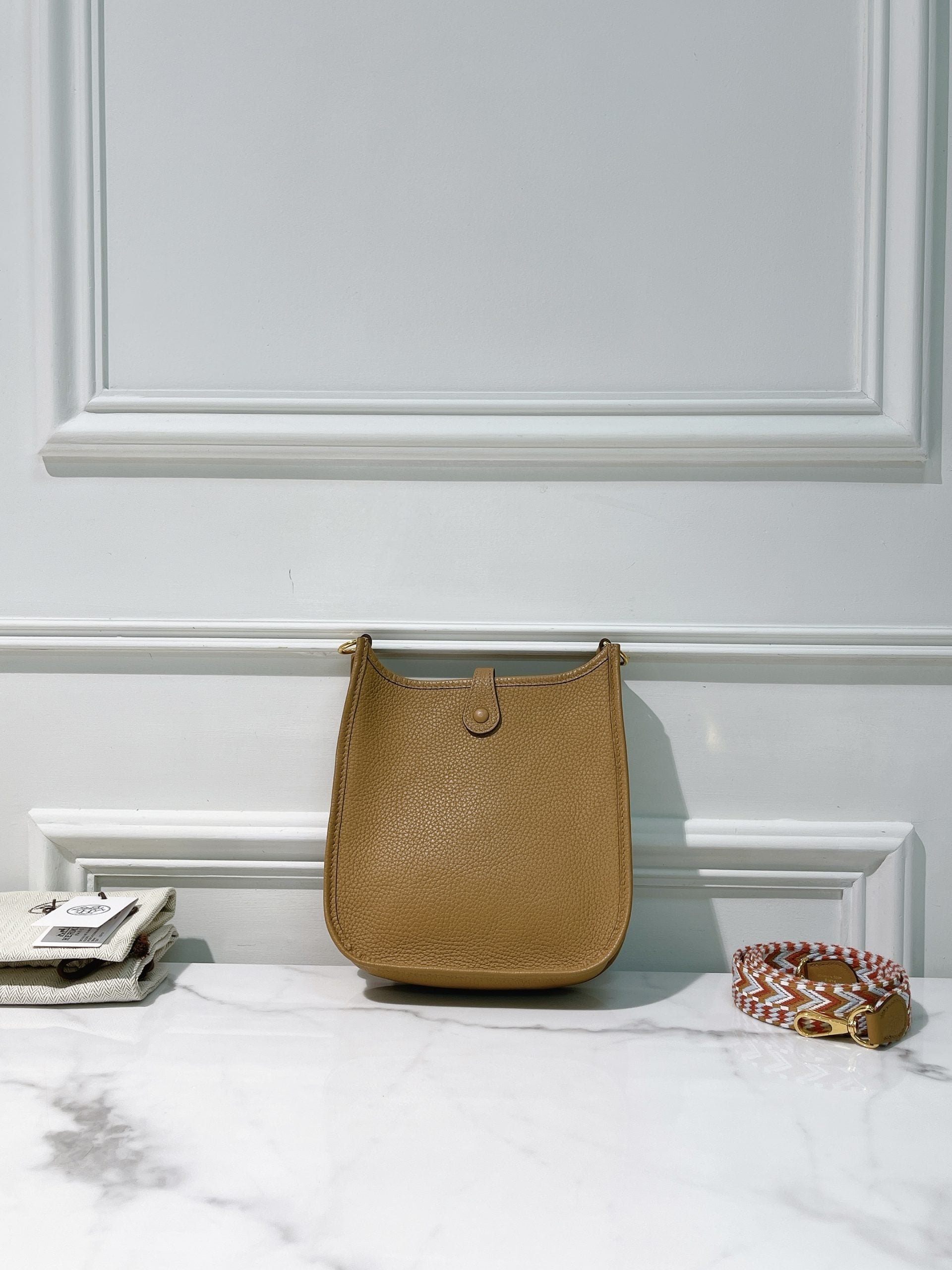 HERMES MINI EVELYNE, Biscuit/Gold