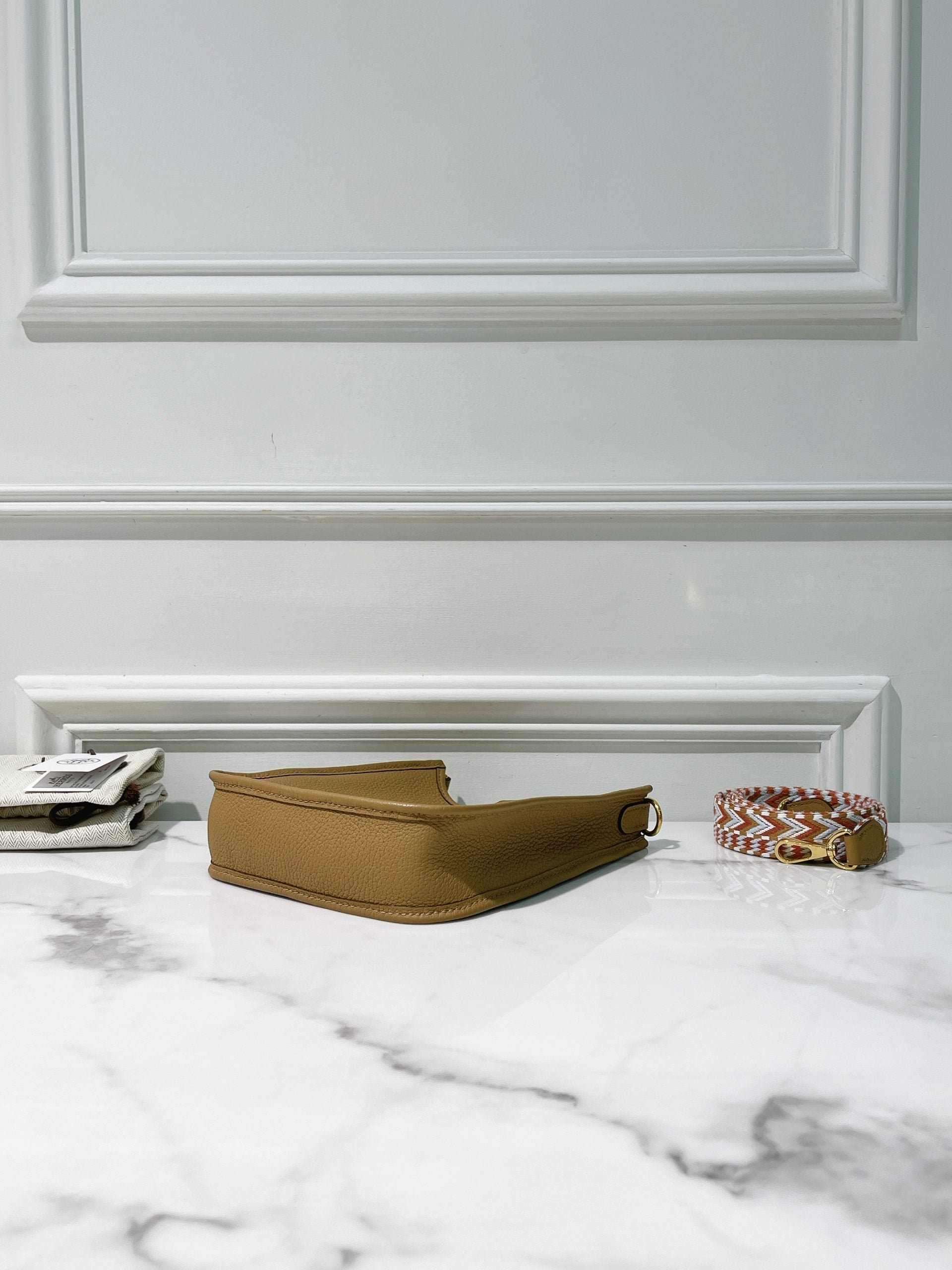 HERMES MINI EVELYNE, Biscuit/Gold