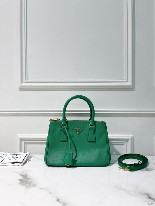 PRADA SMALL GALLERIA BAG, Green/Gold