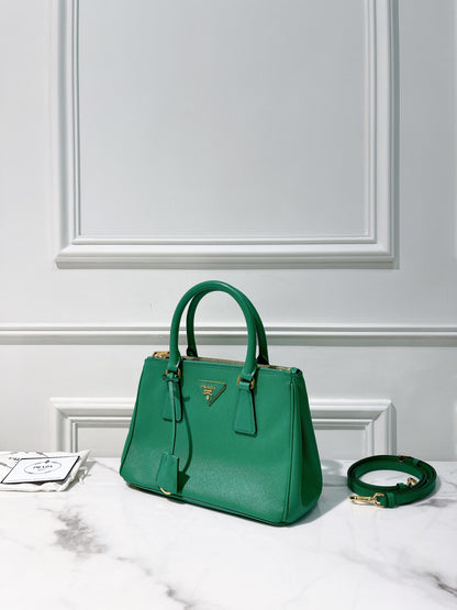 PRADA SMALL GALLERIA BAG, Green/Gold
