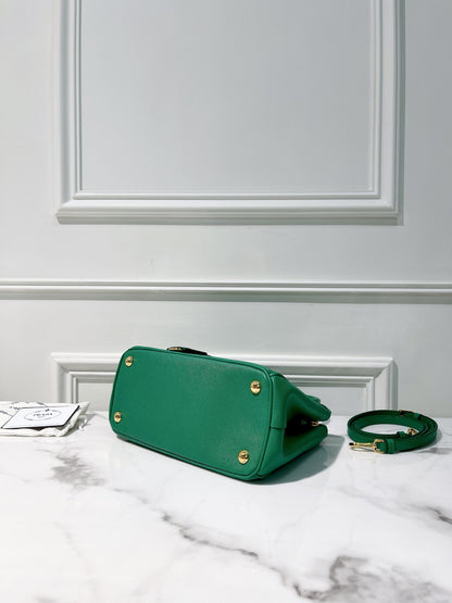 PRADA SMALL GALLERIA BAG, Green/Gold
