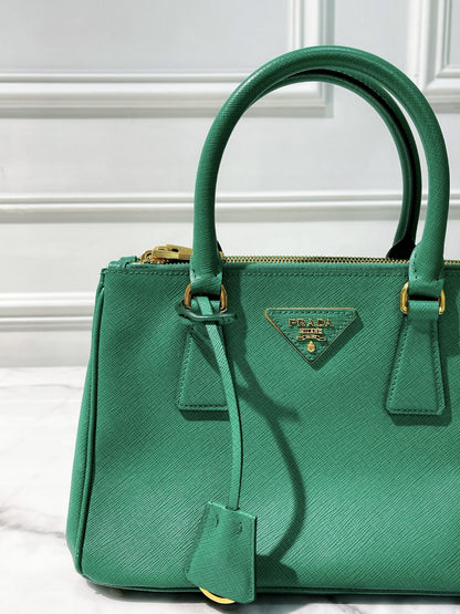 PRADA SMALL GALLERIA BAG, Green/Gold