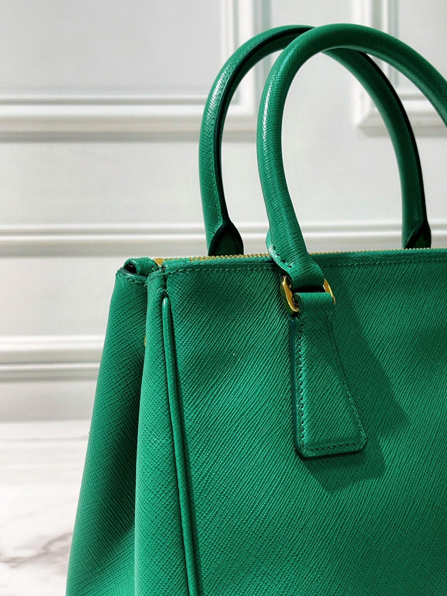 PRADA SMALL GALLERIA BAG, Green/Gold