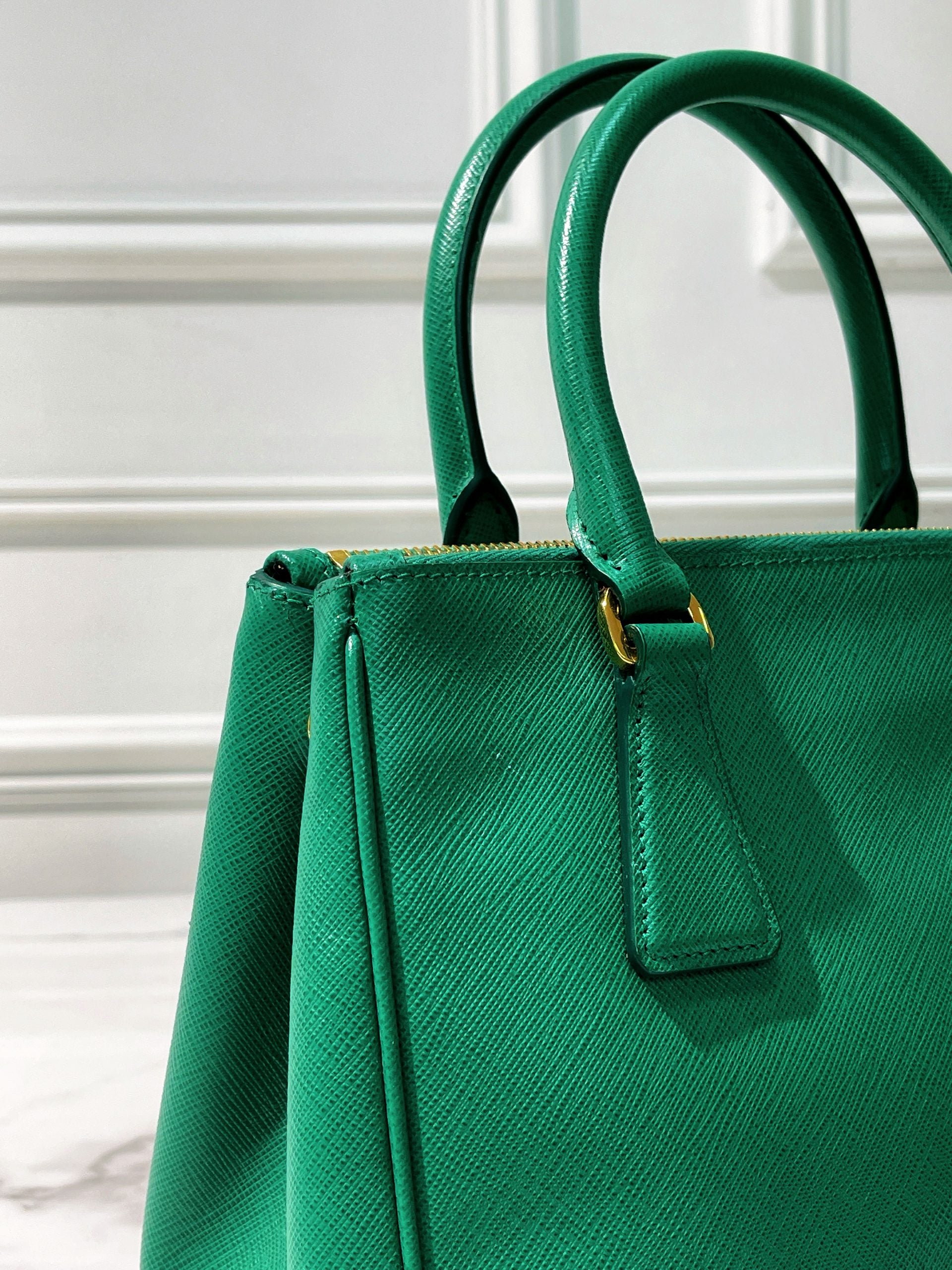 PRADA SMALL GALLERIA BAG, Green/Gold