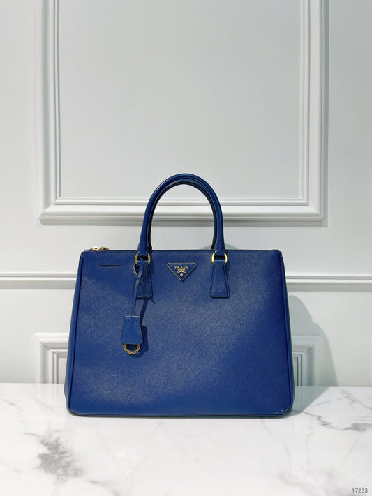 PRADA LARGE GALLERIA BAG, Blue/Gold