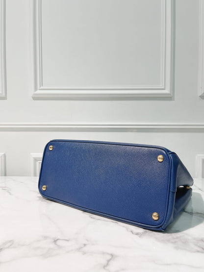 PRADA LARGE GALLERIA BAG, Blue/Gold