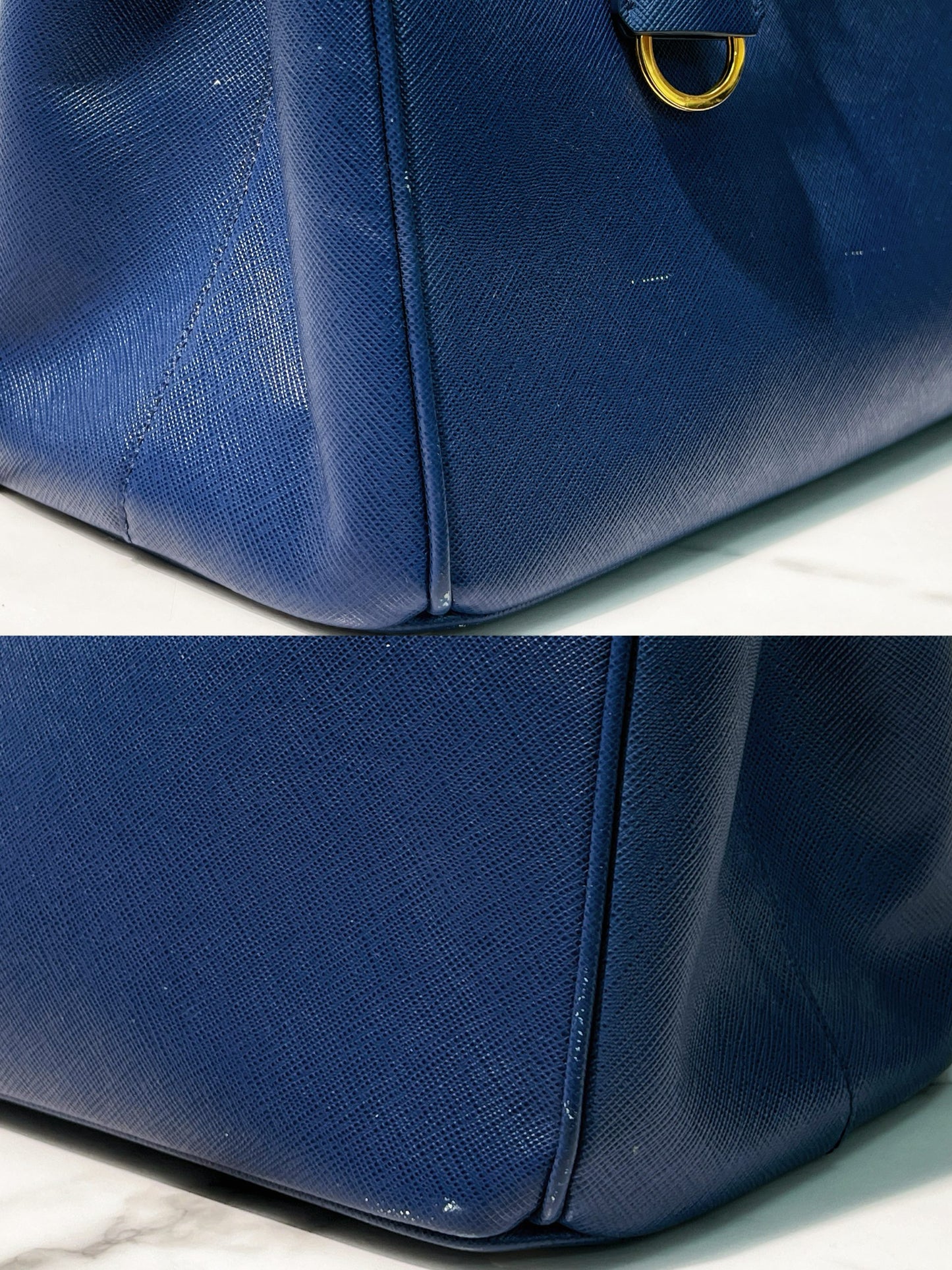 PRADA LARGE GALLERIA BAG, Blue/Gold