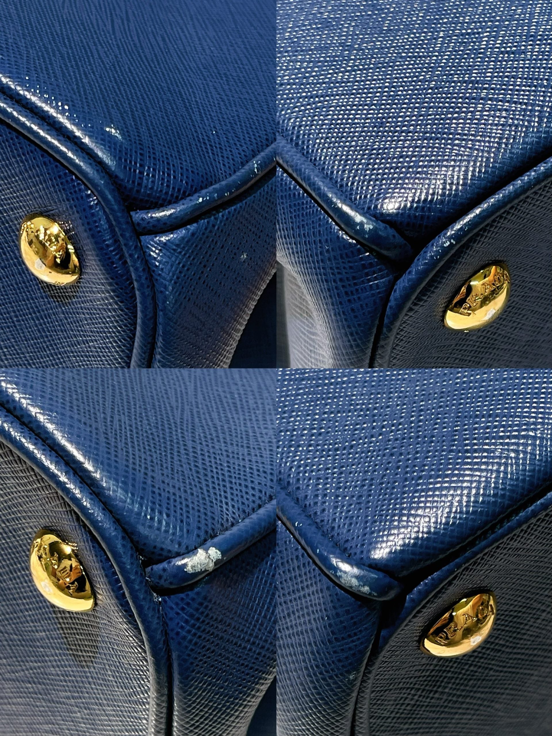 PRADA LARGE GALLERIA BAG, Blue/Gold