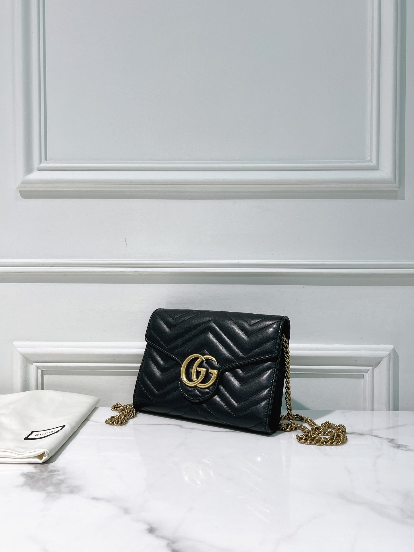 GUCCI MARMONT WOC, Black/Gold