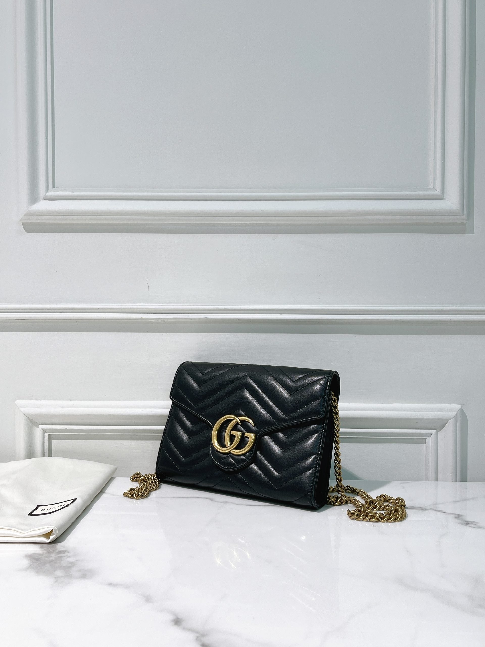 GUCCI MARMONT WOC, Black/Gold