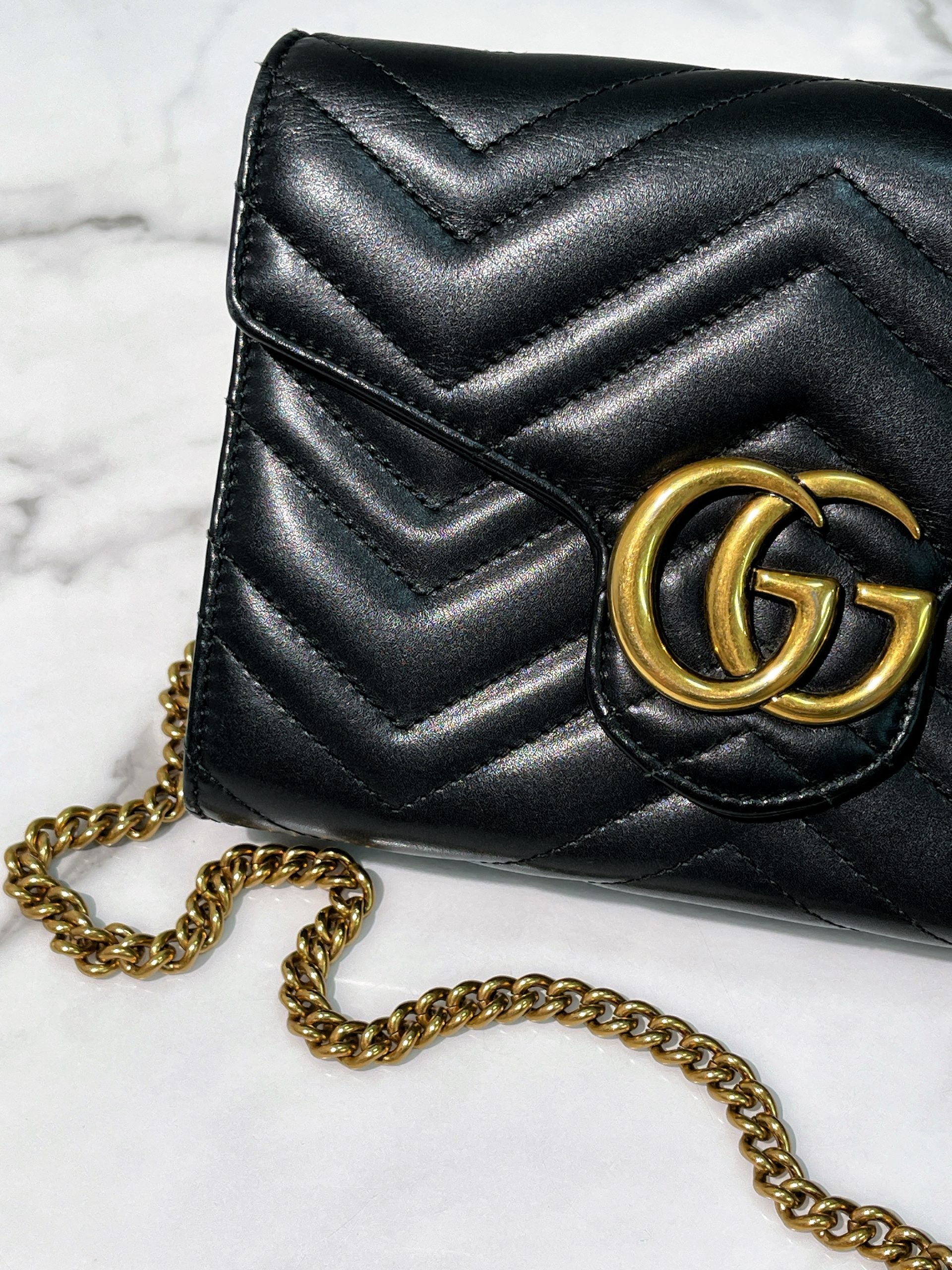 GUCCI MARMONT WOC, Black/Gold