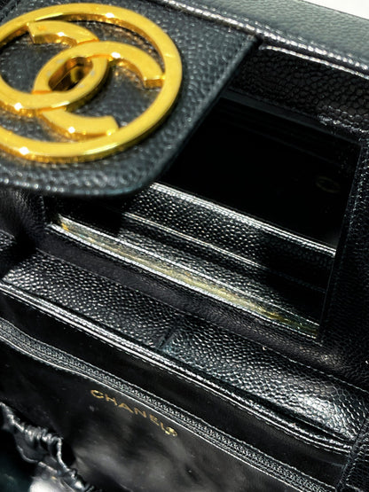CHANEL VINTAGE VANITY BOX, Black/Gold