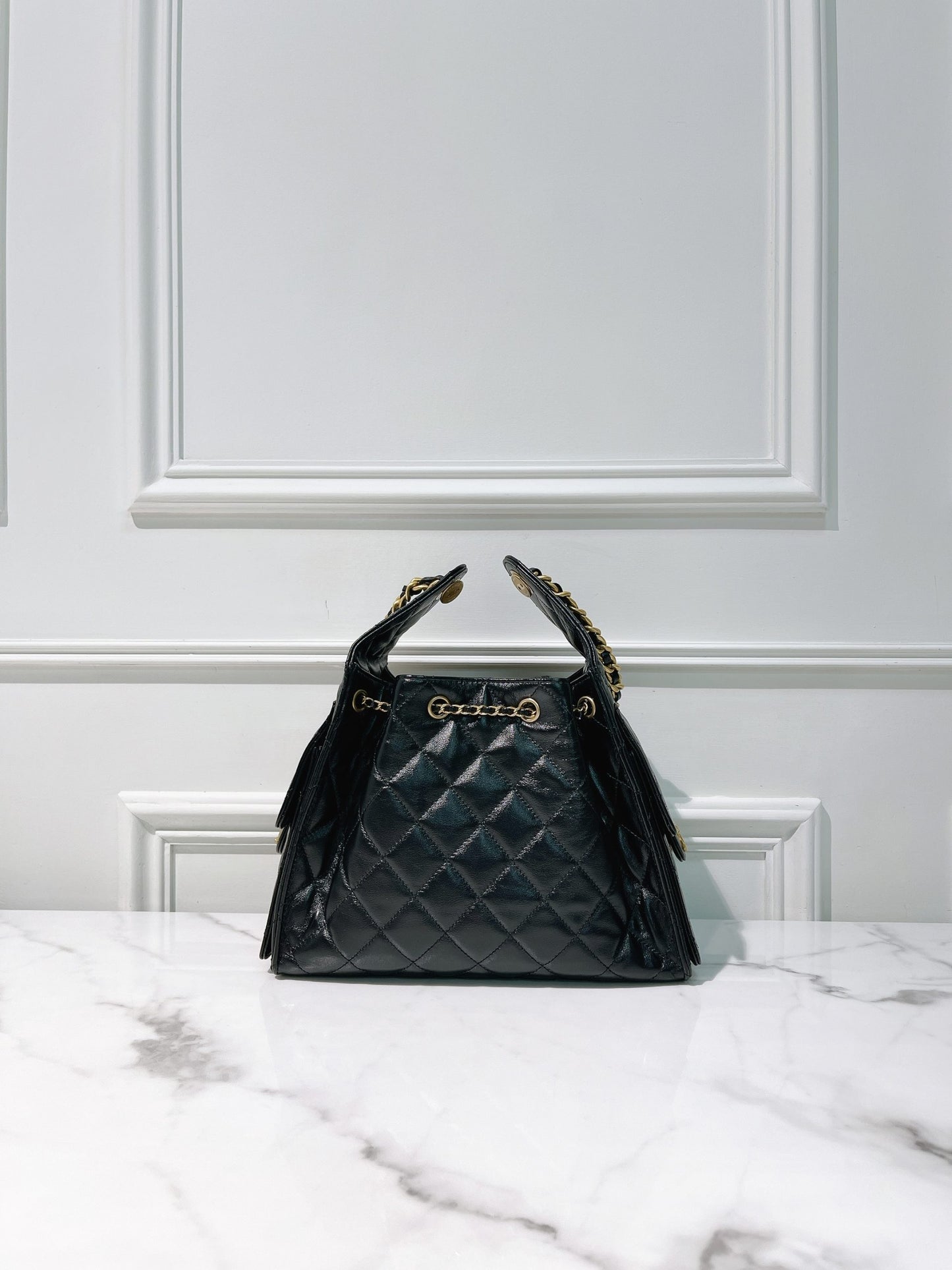 CHANEL SMALL 25 BAG, Black/Gold