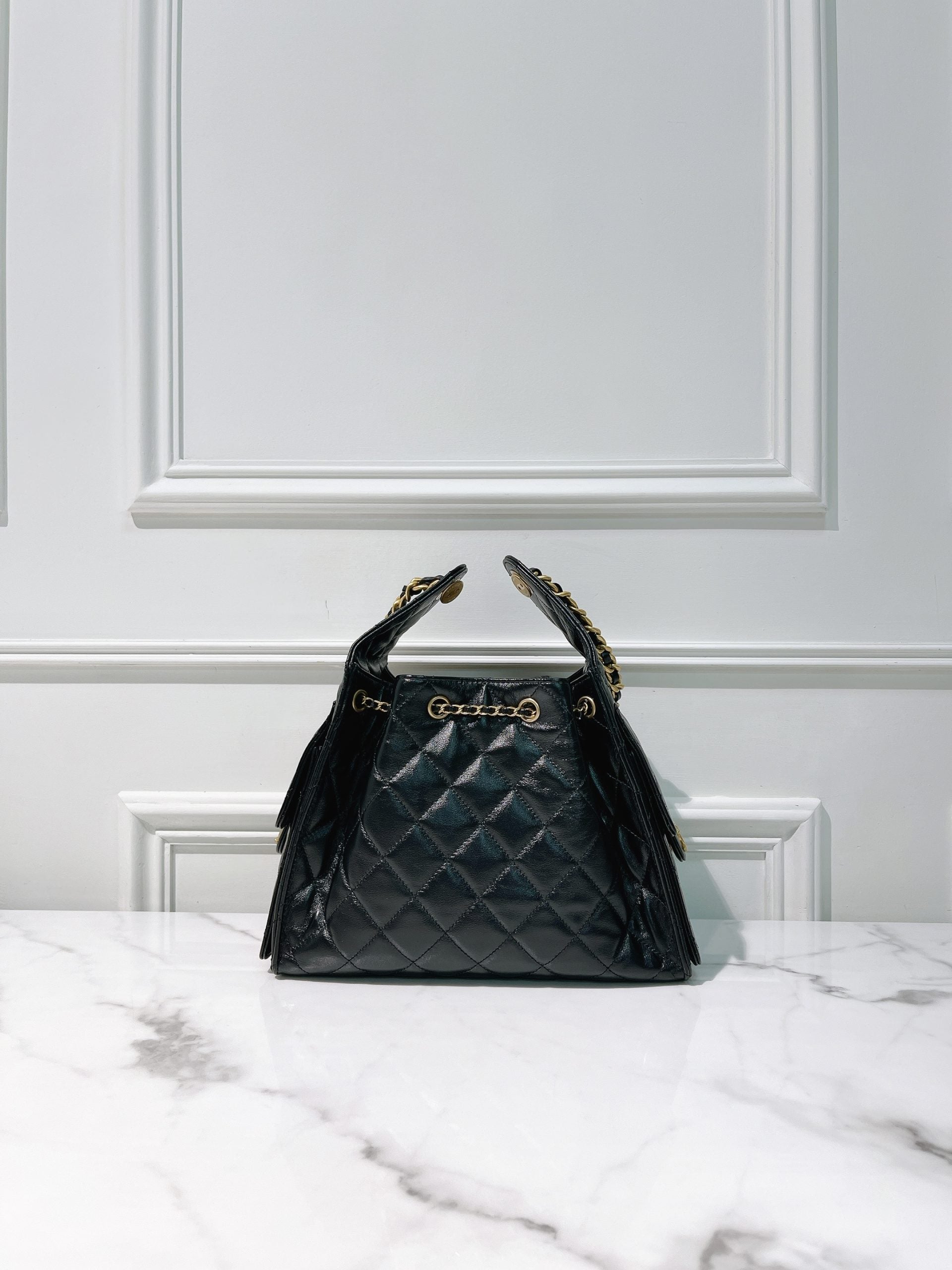 CHANEL SMALL 25 BAG, Black/Gold