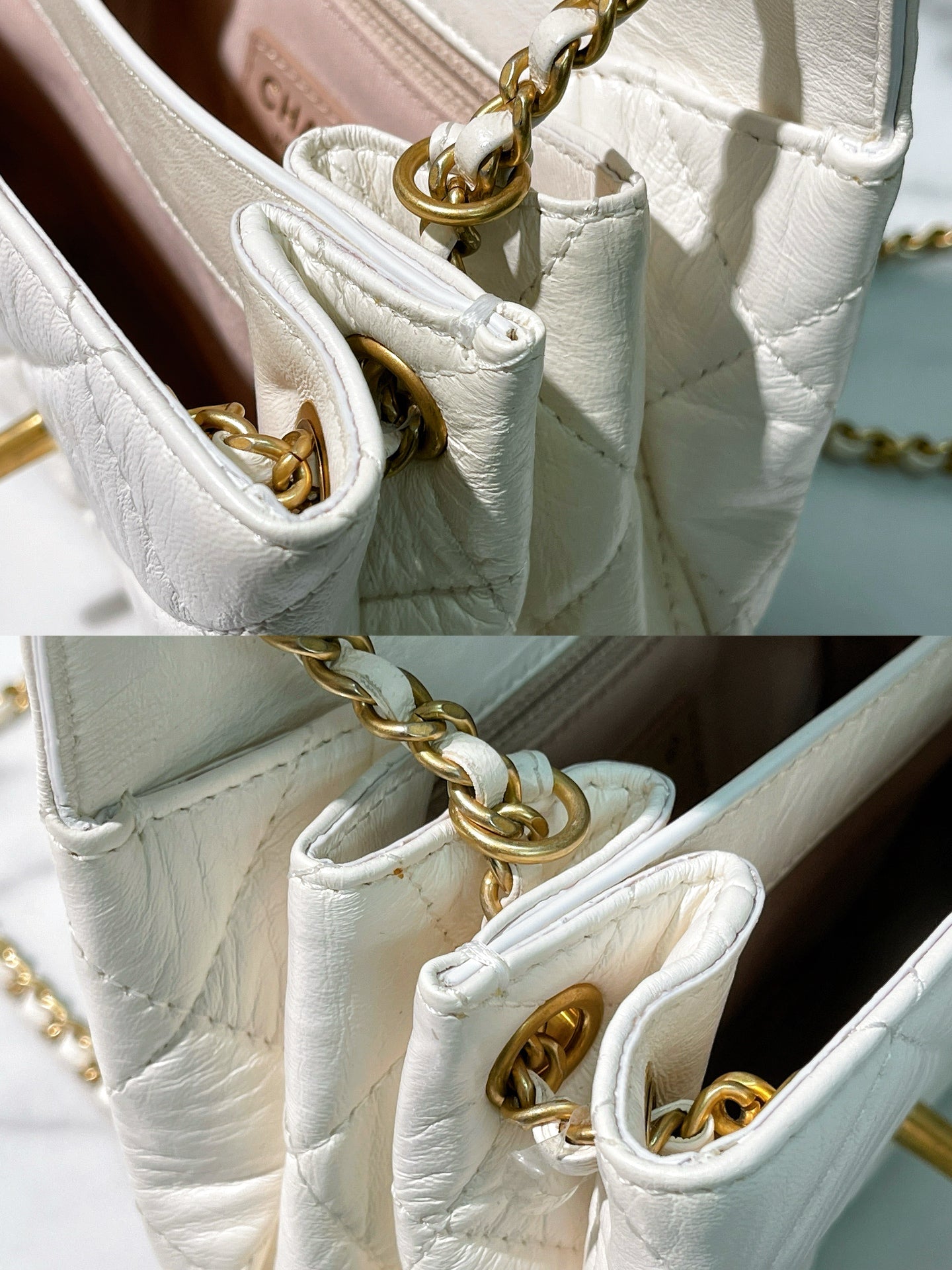 CHANEL 22C MINI SQUARE, White/Gold