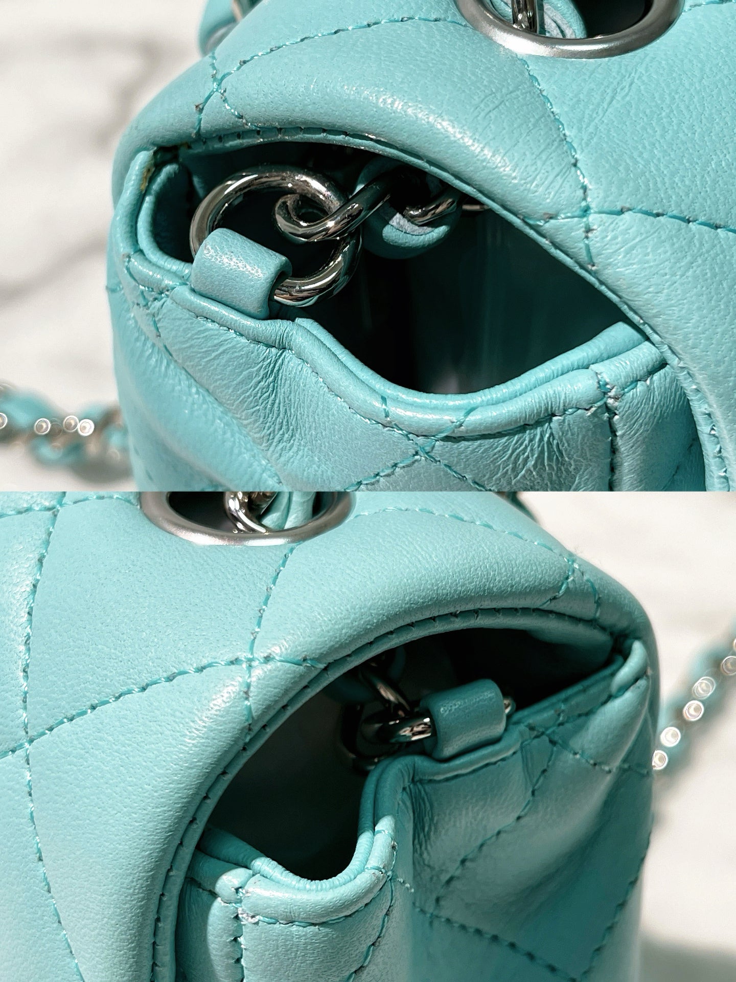 CHANEL MINI FLAP, Baby Blue/Silver