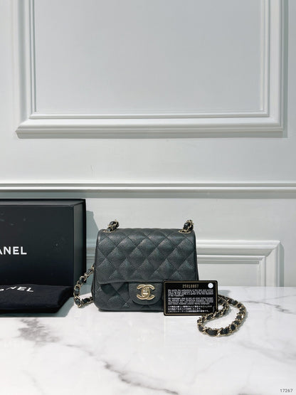 CHANEL MINI SQUARE, Grey/Gold