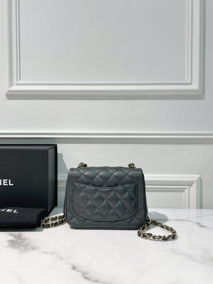 CHANEL MINI SQUARE, Grey/Gold