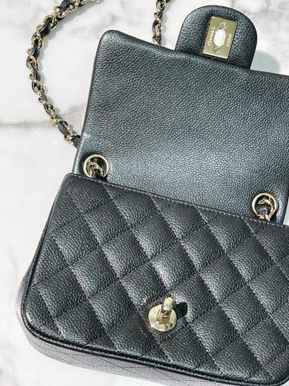 CHANEL MINI SQUARE, Grey/Gold