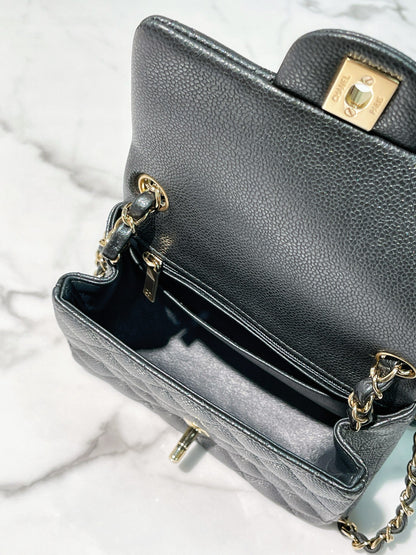 CHANEL MINI SQUARE, Grey/Gold