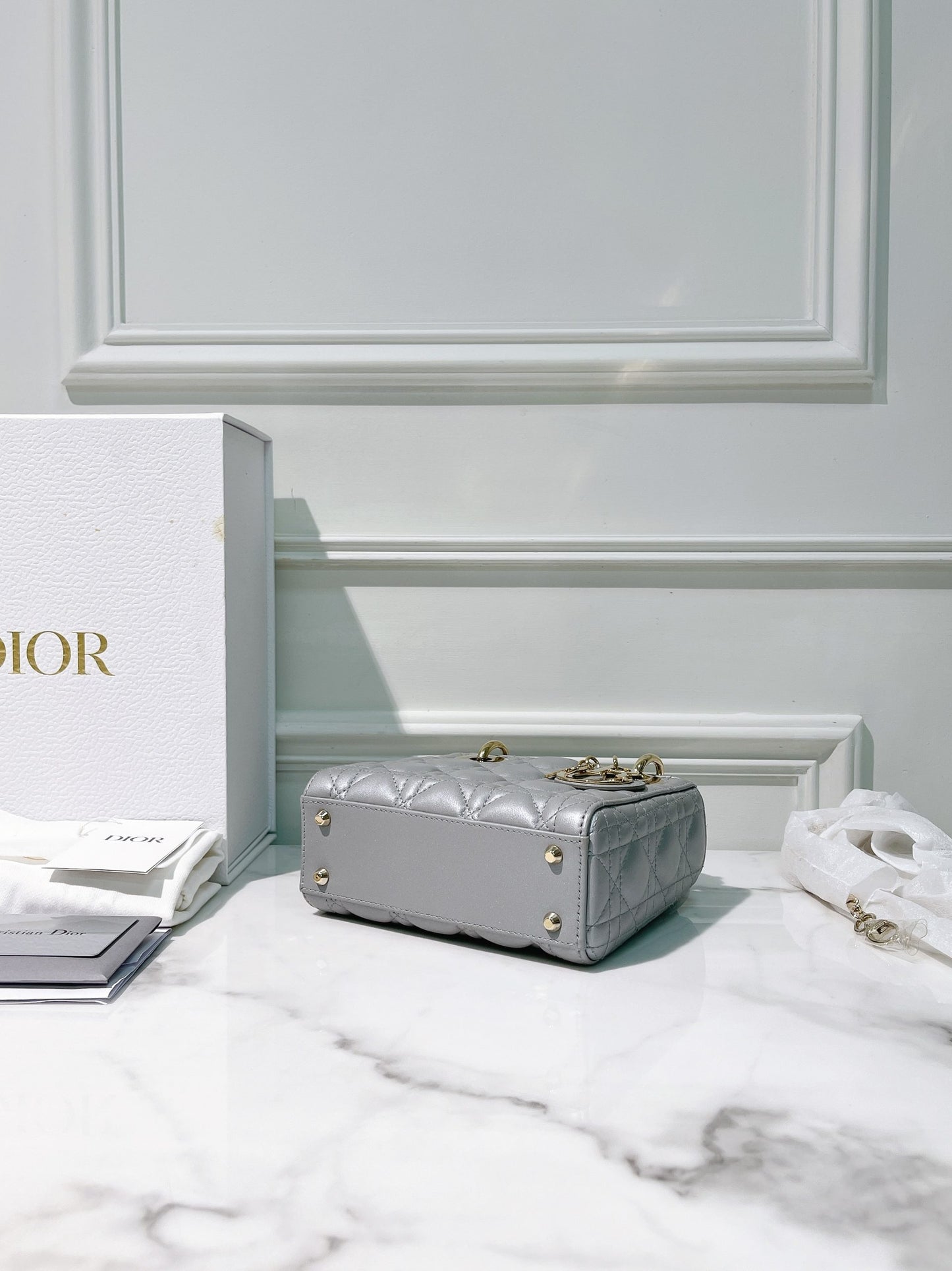 DIOR MINI LADY DIOR, Grey/Gold
