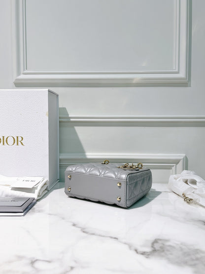 DIOR MINI LADY DIOR, Grey/Gold
