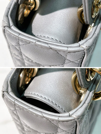 DIOR MINI LADY DIOR, Grey/Gold