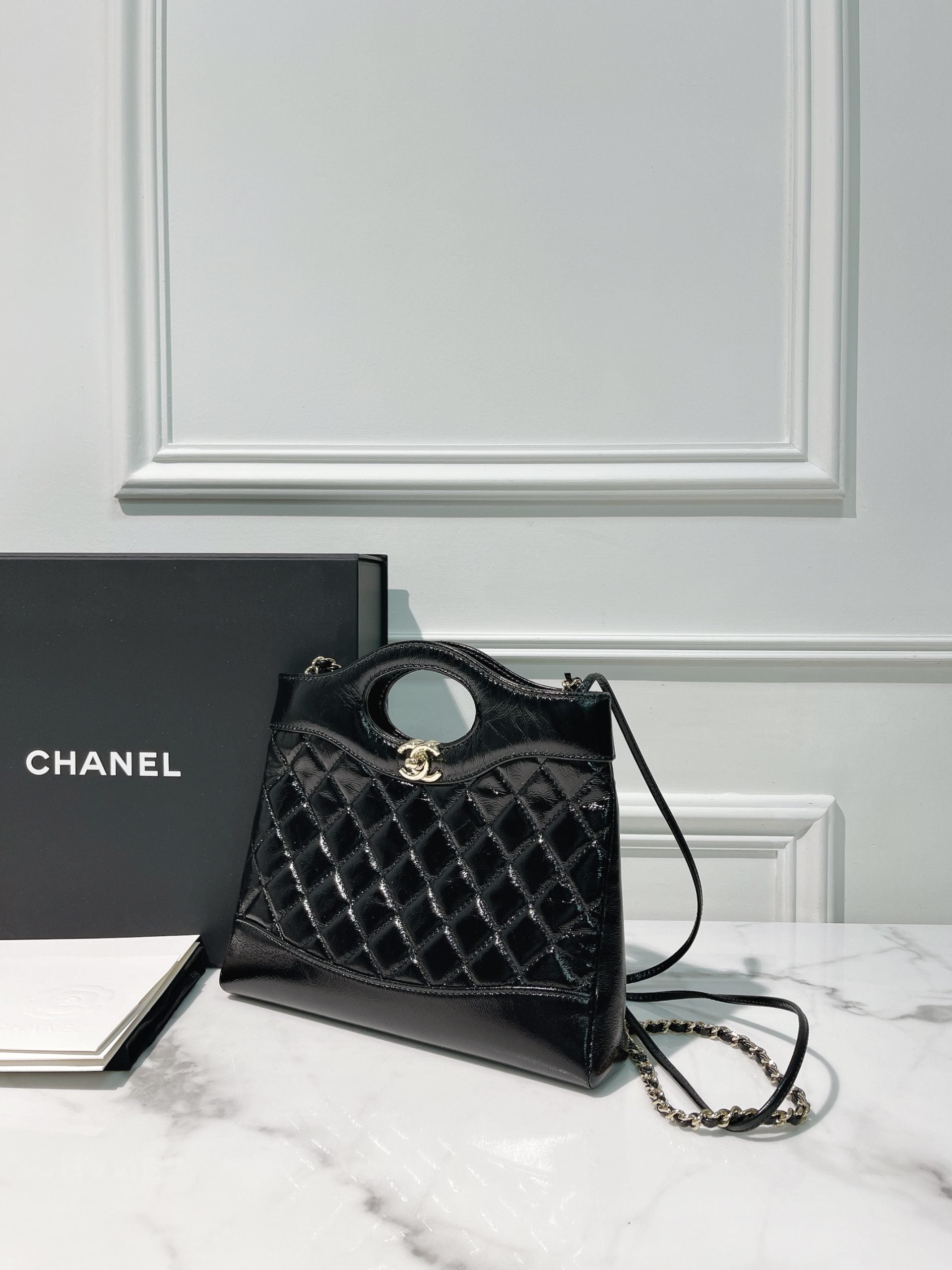 CHANEL MINI 31 BAG, Black/Gold