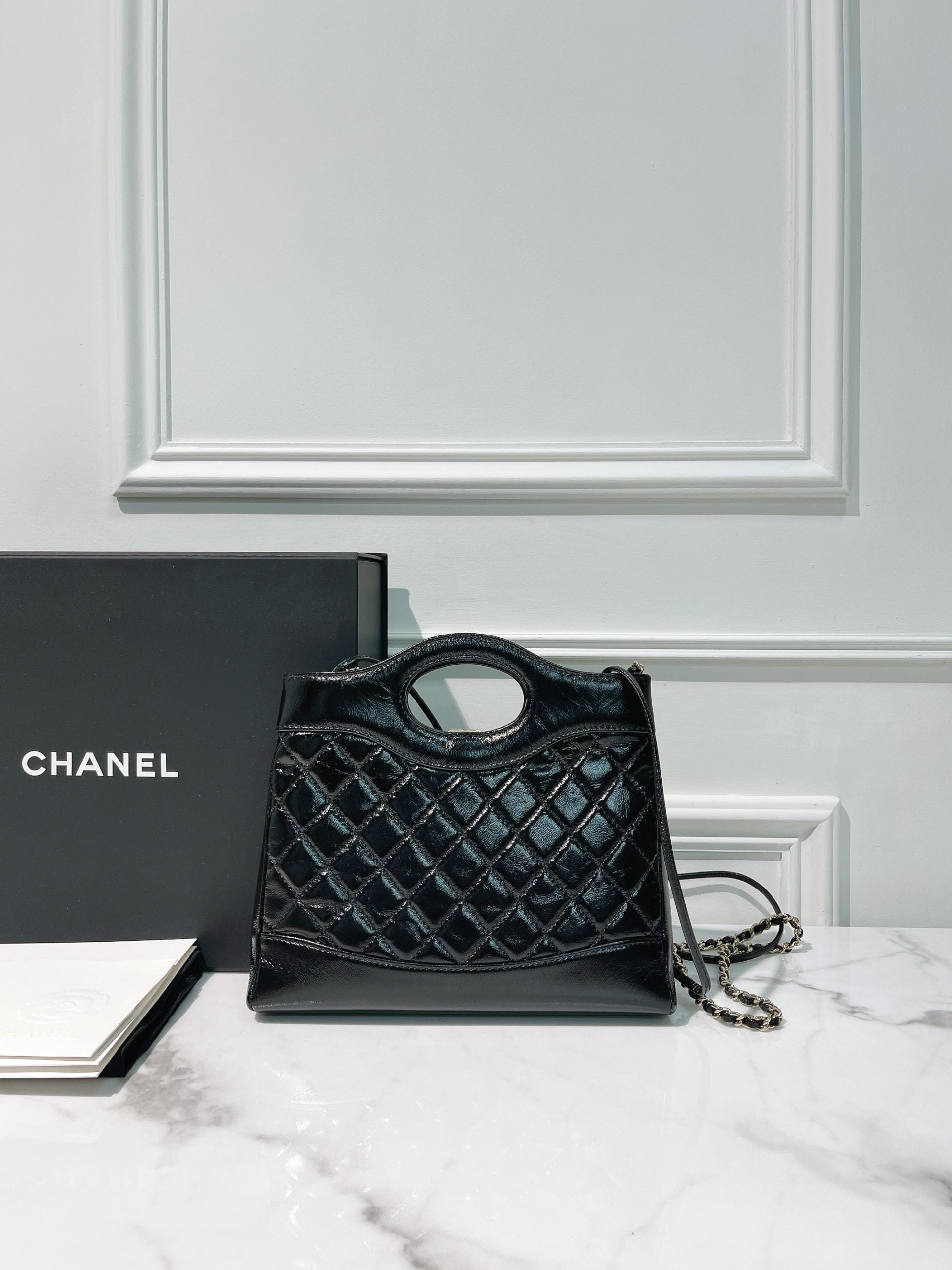 CHANEL MINI 31 BAG, Black/Gold