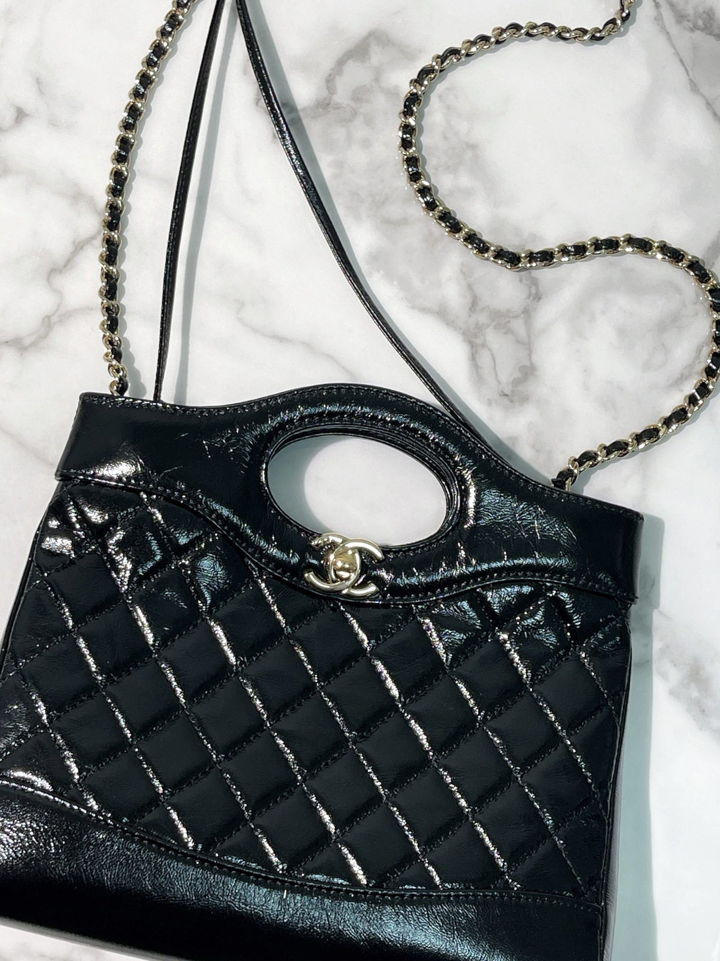 CHANEL MINI 31 BAG, Black/Gold