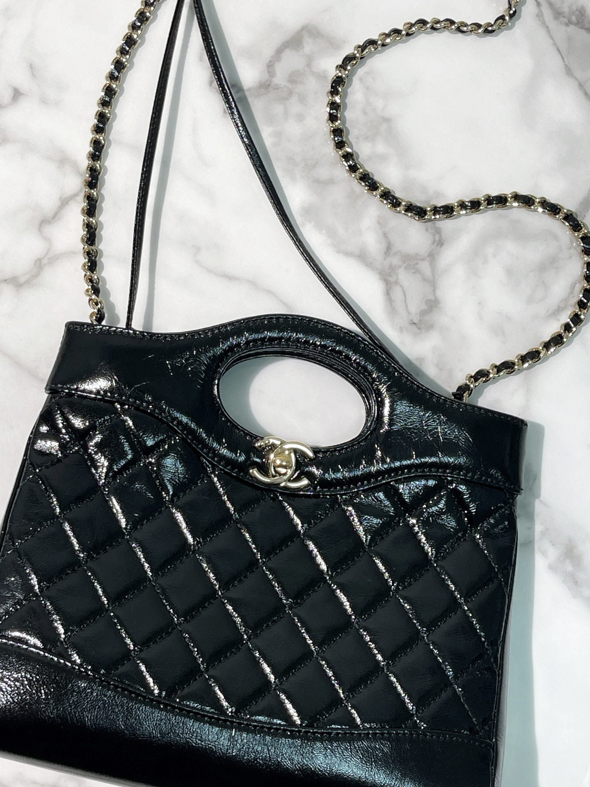 CHANEL MINI 31 BAG, Black/Gold