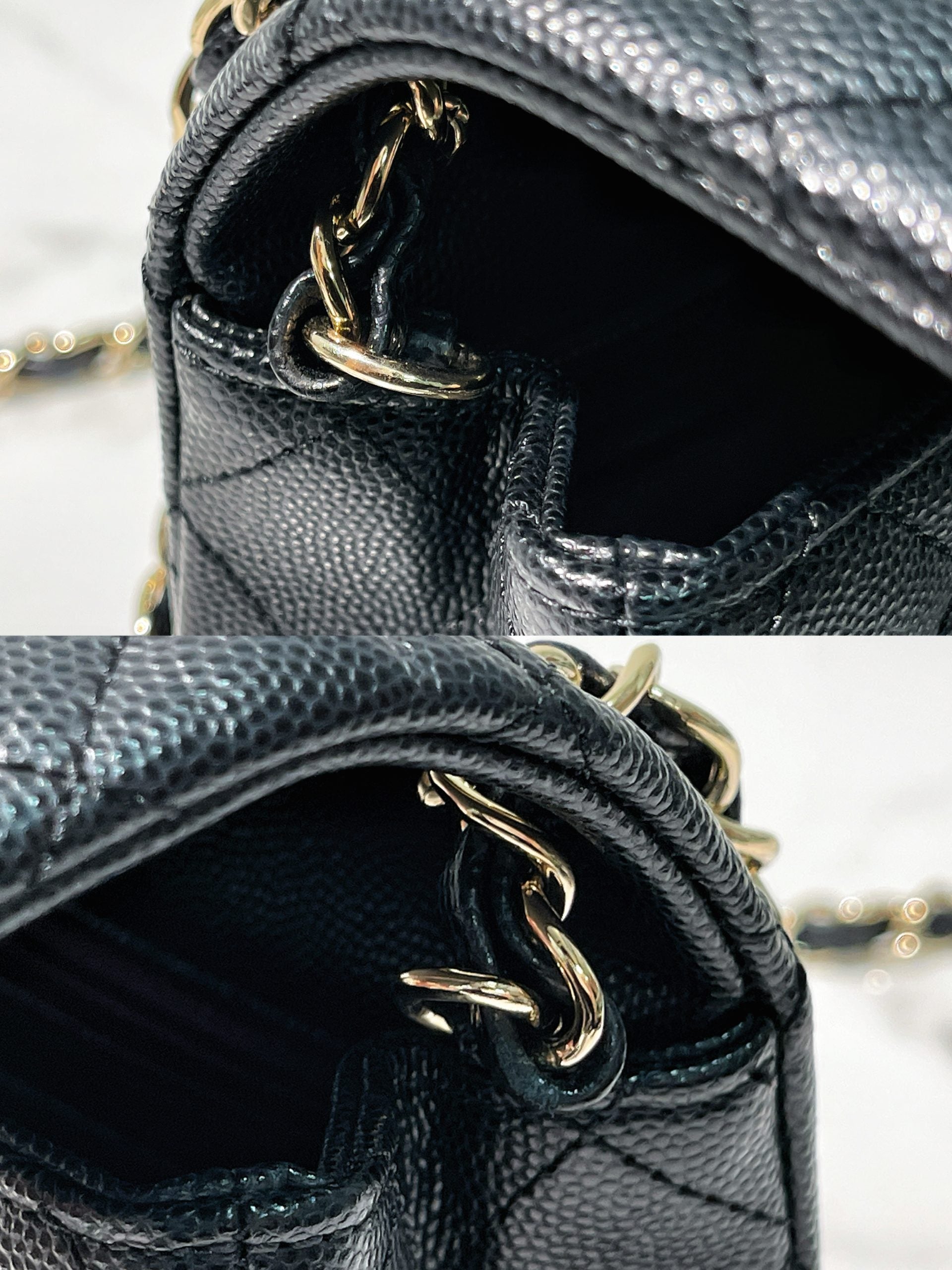 CHANEL MINI FLAP CAVIAR, Black/Gold