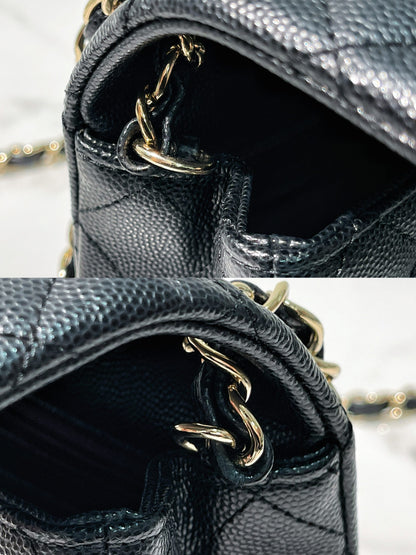 CHANEL MINI FLAP CAVIAR, Black/Gold