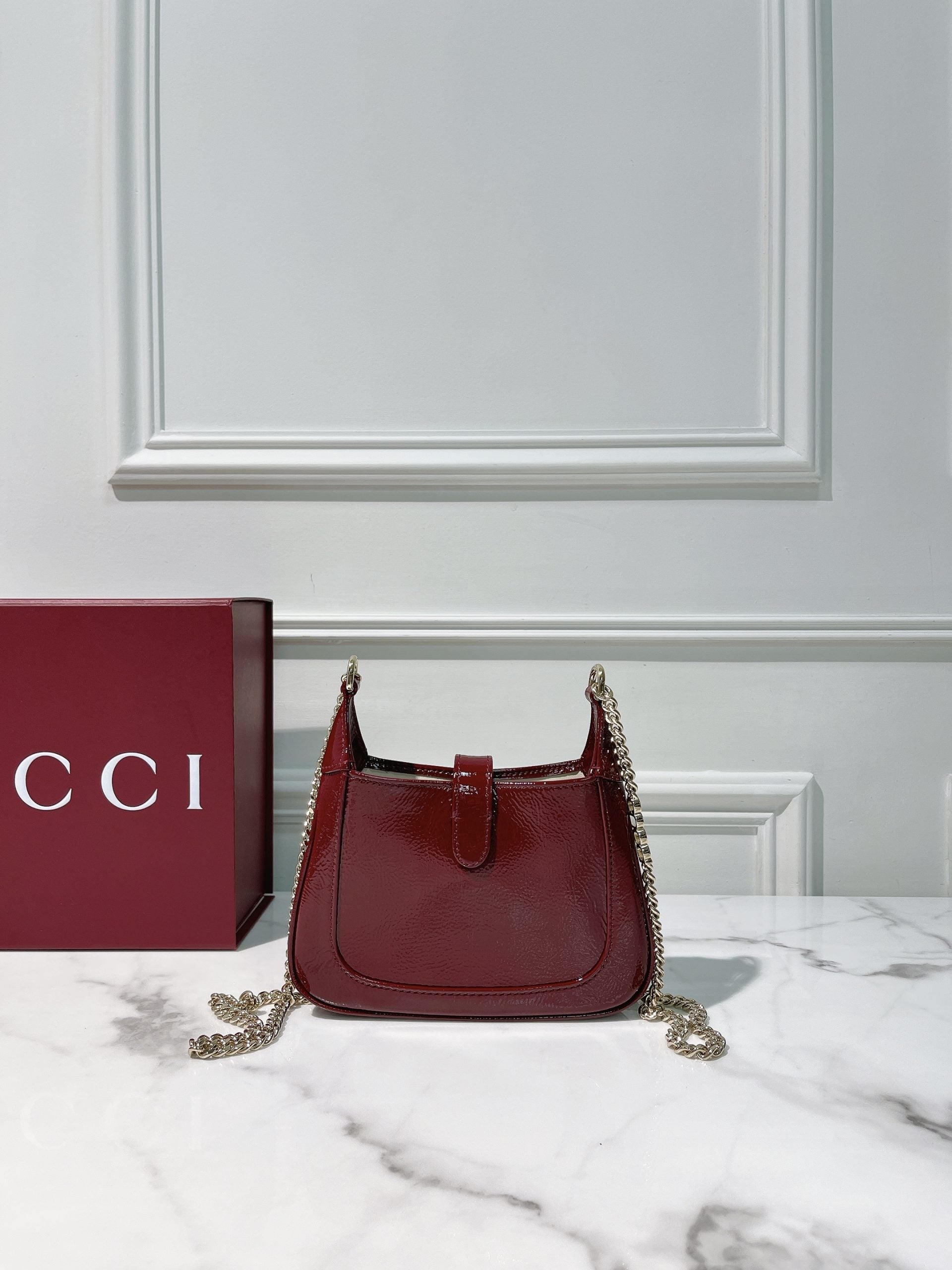 GUCCI JACKIE NOTTE MINI BAG, Red/Gold