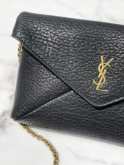 YSL CASSANDRE CHAIN POUCH, Black/Gold