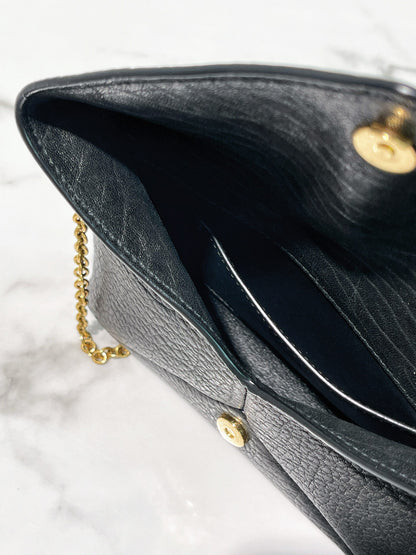 YSL CASSANDRE CHAIN POUCH, Black/Gold