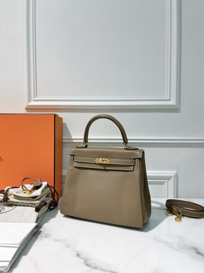 HERMES KELLY 25, Etoupe/Gold