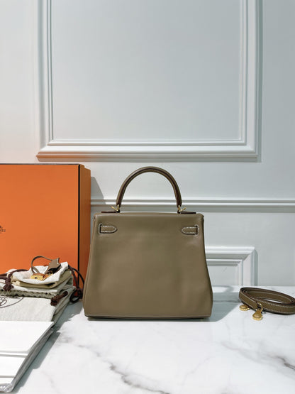 HERMES KELLY 25, Etoupe/Gold