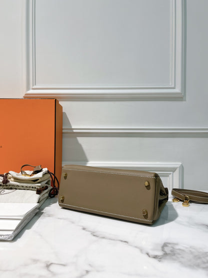 HERMES KELLY 25, Etoupe/Gold