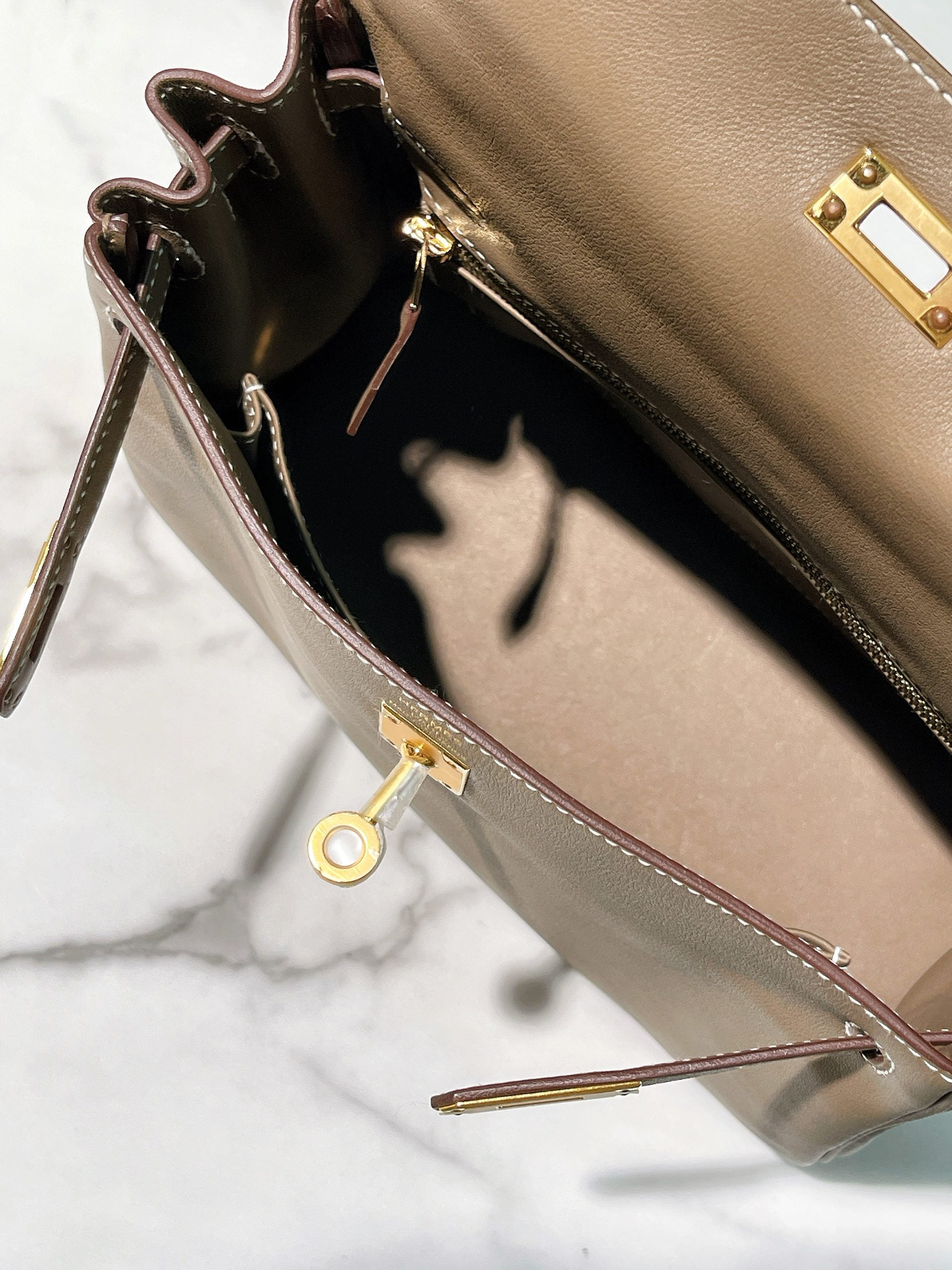 HERMES KELLY 25, Etoupe/Gold