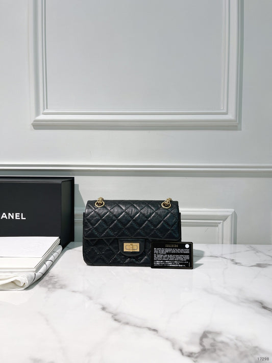 CHANEL MINI 2.55, Black/Gold