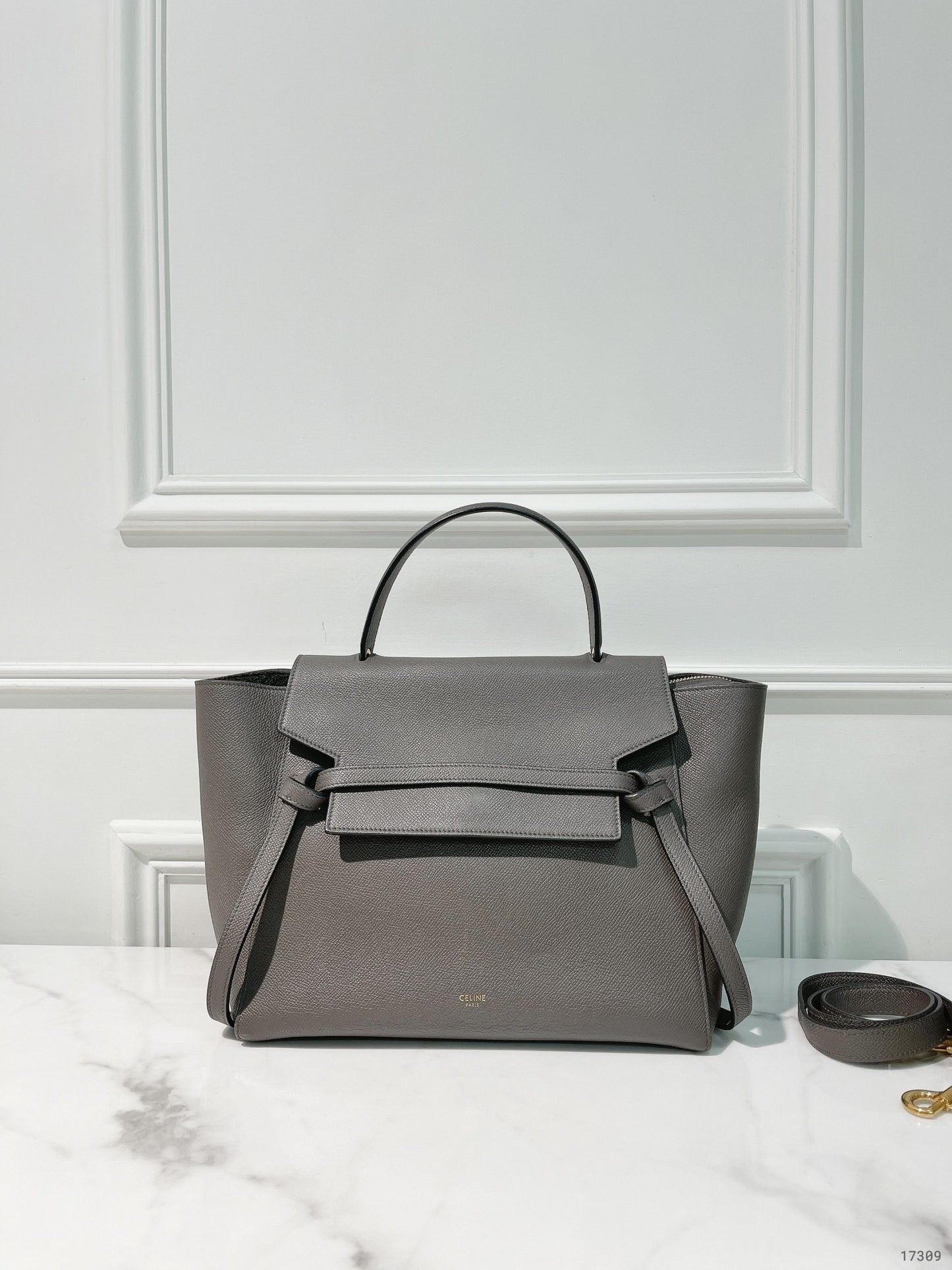 CELINE MINI BELT, Grey/Gold