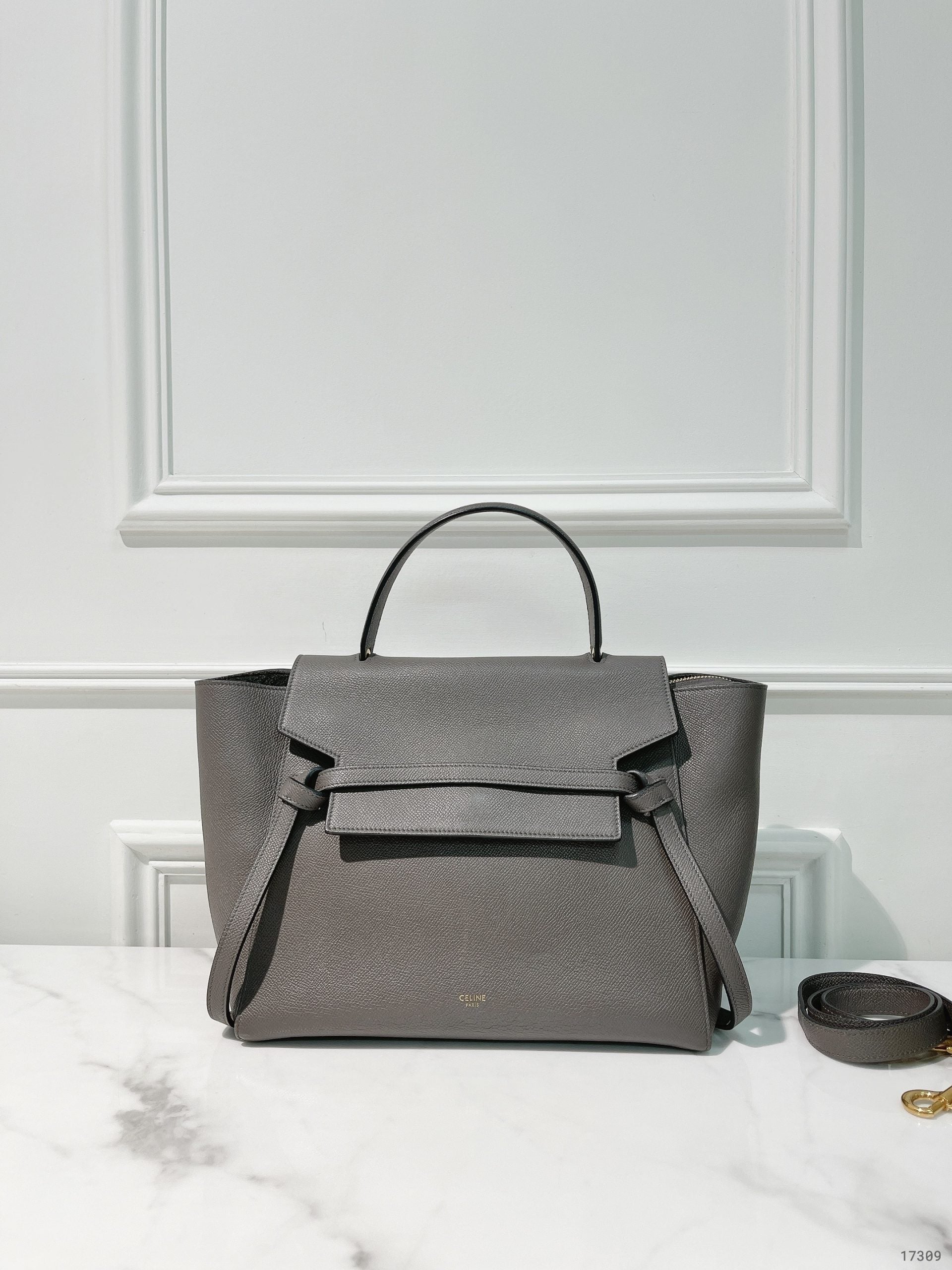 CELINE MINI BELT, Grey/Gold