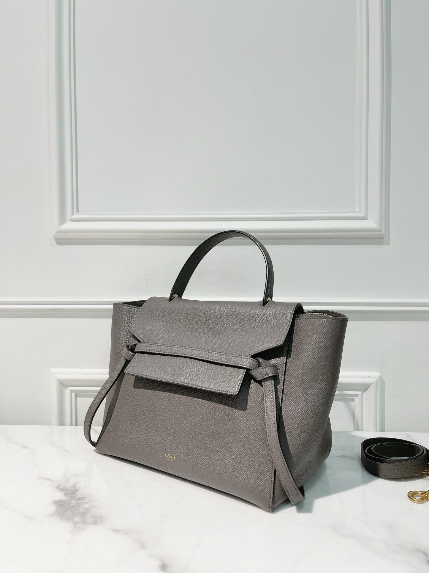 CELINE MINI BELT, Grey/Gold