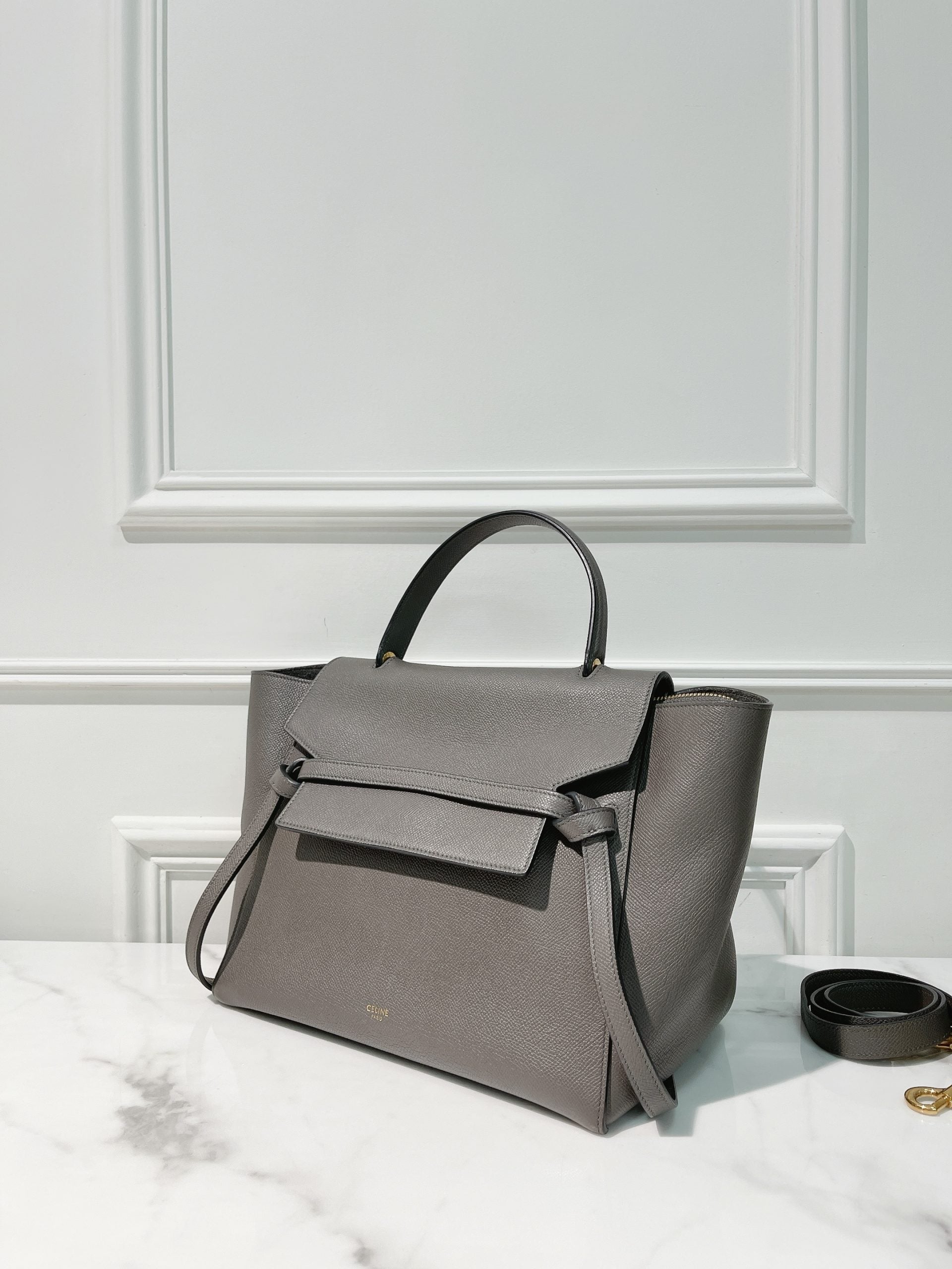 CELINE MINI BELT, Grey/Gold