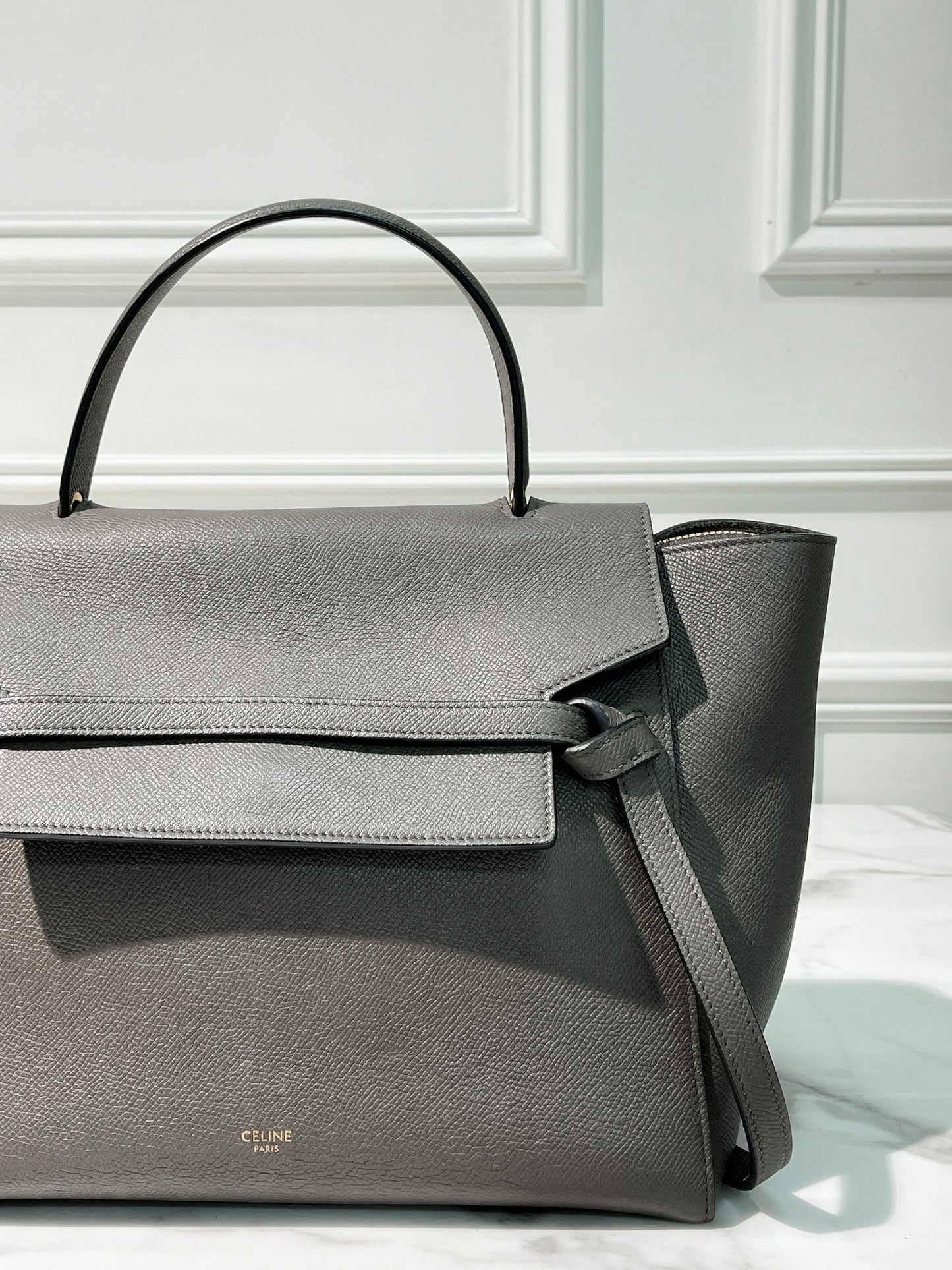 CELINE MINI BELT, Grey/Gold